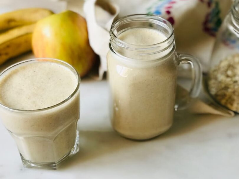 licuado de platano con manzana